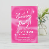 Elégant Pink Invitation Anniversaire Personnalisab (Debout devant)