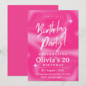 Elégant Pink Invitation Anniversaire Personnalisab (Devant / Derrière)