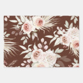 Elegant Pink Ivory Boho Floral Rozen Greenery Inpakpapier Vel (Voorkant 2)