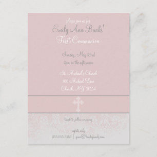 Elegant Pink Lace First Heilige Communauteit Uitno Kaart