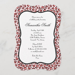 Elegant Pink Leopard Animal Print Birthday Party Kaart