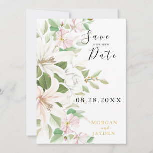 Elegant Pink Lili Ivory Roos Floral Wedding Save The Date