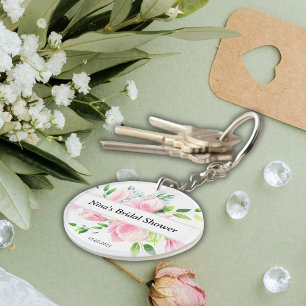 Elegant Pink Magnolia Waterverf Vrijgezellenfeest Sleutelhanger