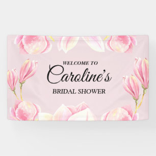 Elegant Pink Magnolia Waterverf Vrijgezellenfeest Spandoek
