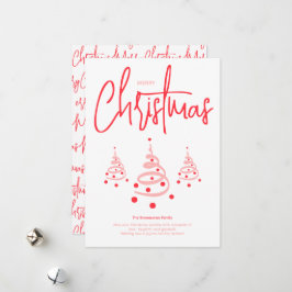 Elegant Pink Merry Christmas Feestdagenkaart
