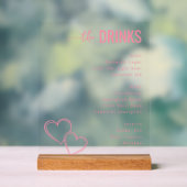 Elegant Pink Minimalist Beverage Menu Acryl Bord (Neutraal)