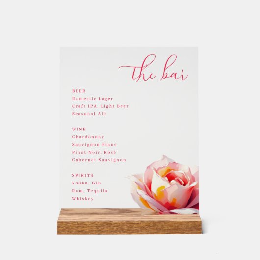 Elegant Pink Minimalist Rose Menu (Recto)