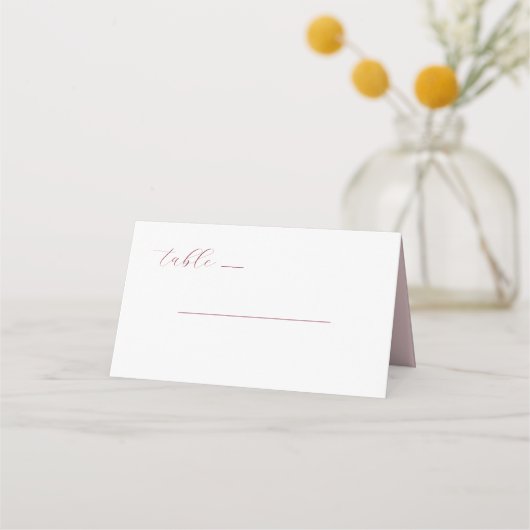 Elegant Pink Minimalist Table Sign (Voorkant)