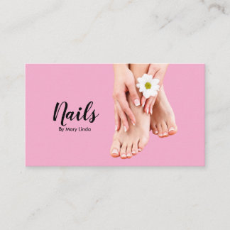 Elegant Pink Nail Technician  Visitekaartje