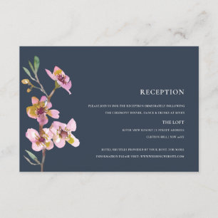 ELEGANT PINK NAVY CHERRY BLOSSOM FLORAAL RECEPT INFORMATIEKAARTJE