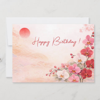 Elegant Pink Orchid Birthday Card Feestdagenkaart