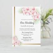 Elegant Pink Orchid Floral Wedding Kaart (Staand voorkant)