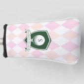 Elegant Pink Pattern Green Golfer Name Monogram Golfheadcover (Voorkant)