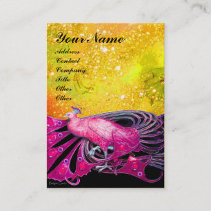 ELEGANT PINK PEACOCK JEWEL IN GOLD SPARKLES VISITEKAARTJE