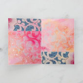 ELEGANT PINK PEACOCK MET BLAUWE GEOMETRISCHE ZWIRL FEESTDAGEN KAART (Binnen)