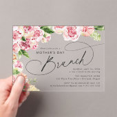 Elegant Pink Peonies Moederdag Brunch Acryl Uitnodigingen (Insitu (Draagbaar))