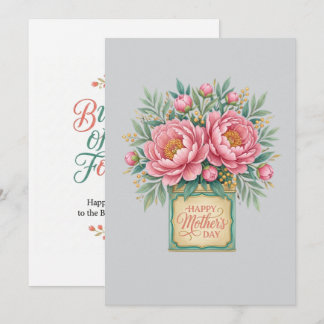 Elegant Pink Peonies Mother's Day Card - Vintage G Kaart