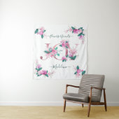 Elegant Pink Peonies Waterverf Joy Letters Wandkleed (In situ)