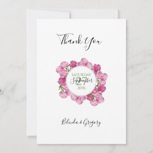 Elegant Pink Peonies Wedding Bedankkaart