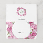 Elegant Pink Peonies Wedding Place Card (Buitenkant ongevouwen)