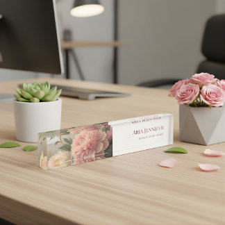 Elegant Pink Peony Floral Custom Florist Business Naambordje
