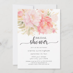 Elegant Pink Peony Floral Vrijgezellenfeest Kaart