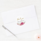 Elegant Pink Peony Florals Wedding Ronde Sticker (Envelop)