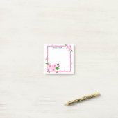 Elegant Pink Peony Flower Personalized Post-it® Notes (Op bureau)