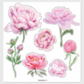 Elegant Pink Peony  Sticker (Vel)