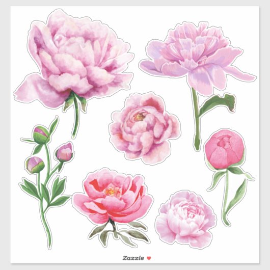 Elegant Pink Peony  Sticker (Vel)