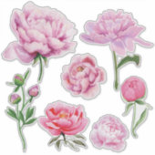 Elegant Pink Peony  Sticker (Voorkant)