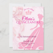 Elegant Pink Princess Quinceañera Invitation (Devant)