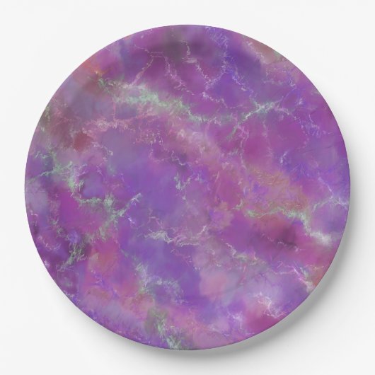 Elegant pink, purple and silver Marble Pattern Papieren Bordje (Voorkant)