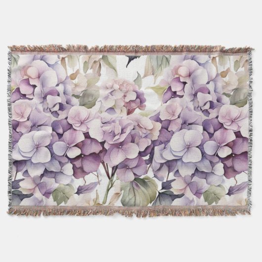 Elegant pink purple watercolor hydrangeas  deken (Voorkant)