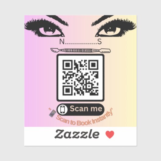 Elegant Pink QR Code Sticker – Book Now Beauty Sal (Feuille)