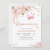 Elegant Pink Quinceañera Invitation (Devant)