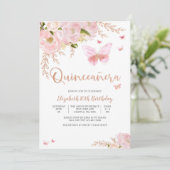 Elegant Pink Quinceañera Invitation (Debout devant)