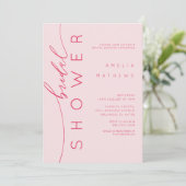 Elegant Pink & Red Bridal Shower Invitation (Debout devant)