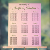 Elegant Pink Red Hearts Wedding Seating Chart (Neutre)