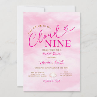 Elegant Pink Romantic Cloud Nine Bridal Shower Kaart
