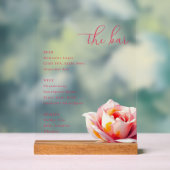 Elegant Pink Rose Bar Menu (Neutre)