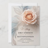 Elegant Pink Rose Dew Drop Wedding Invitation (Devant)
