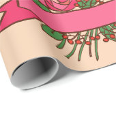 Elegant Pink Rose Floral Bouquet Cadeaupapier (Rol Hoek)