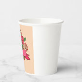 Elegant Pink Rose Floral Bouquet Papieren Bekers (Links)