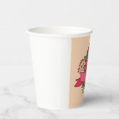 Elegant Pink Rose Floral Bouquet Papieren Bekers (Rechts)