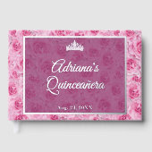 Elegant Pink Rose Floral Quinceanera Silver (Recto)