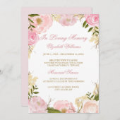 Elégant Pink Rose Memorial Service Invitation (Devant / Derrière)