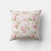 Elegant Pink Roses Flowers Pattern Monogram Kussen (Achterkant)