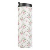 Elegant Pink Roses Flowers Pattern Monogram Thermosbeker (Geroteerd rechts)