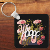 Elegant Pink Roses Hope Typography Sleutelhanger (Voorkant)